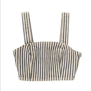 NWT Zara Denim Blue/White Striped Crop Top Women’s XS